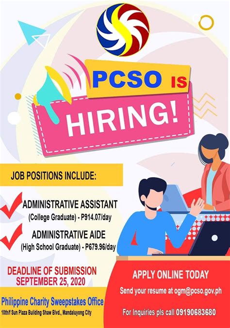 PCSO Hiring: Administrative Positions .